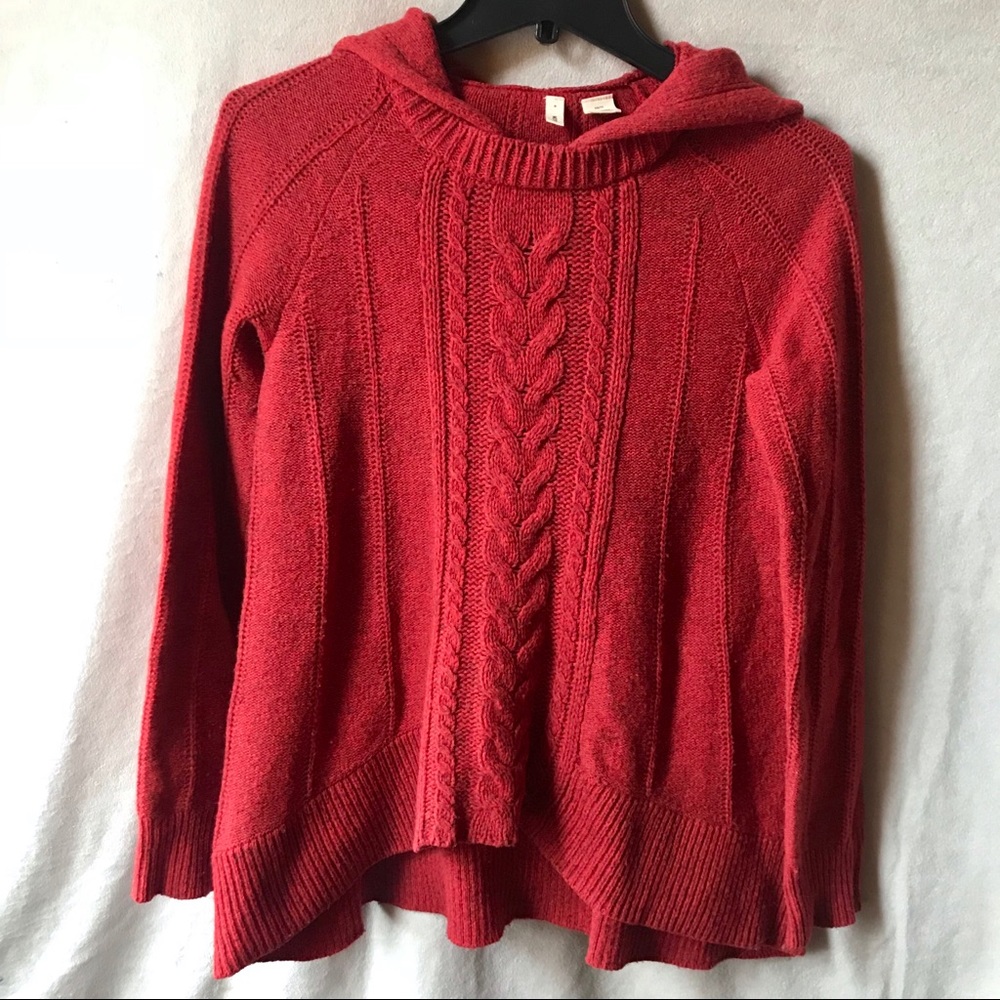 Anthropologie Moth Dark Red Knit Hooded Sweater
